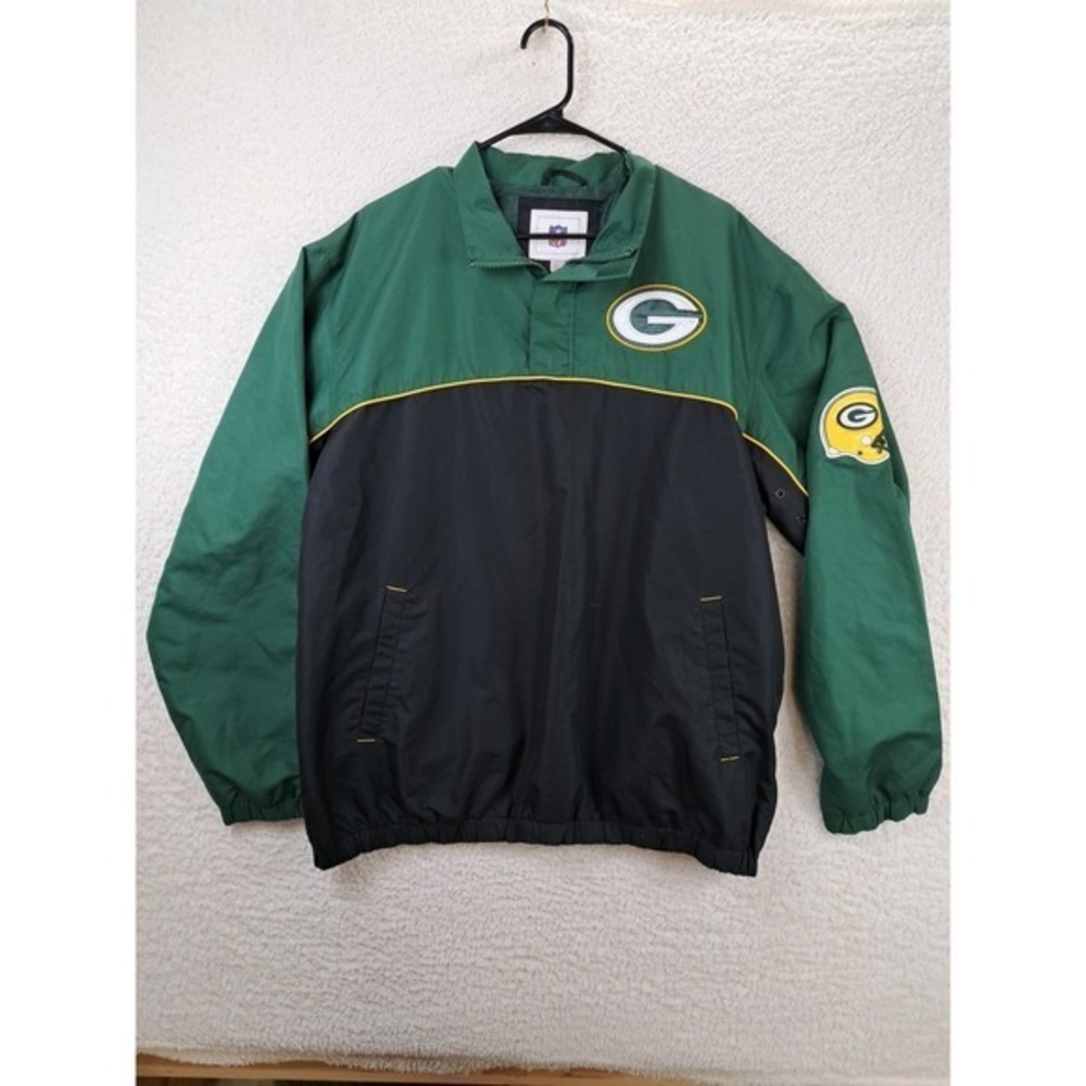 Green Bay Packers NFL Jacket Size Large Pullover 1/4 Zip Vintage Lightweight